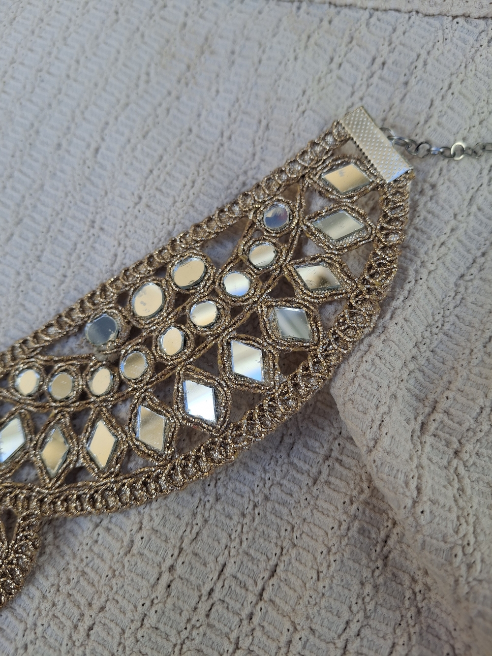 Handmade Boho Mirror Statement Choker Necklace Festival Wedding Rave Vacation - Picture 6 of 8